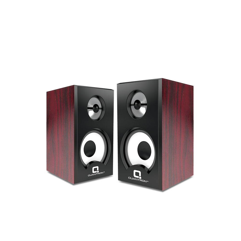 Double Dhamaal Wired QWS-1205 Quantron 2.0 USB Wooden Speakers, 3W x 2 Drivers, AUX Connectivity