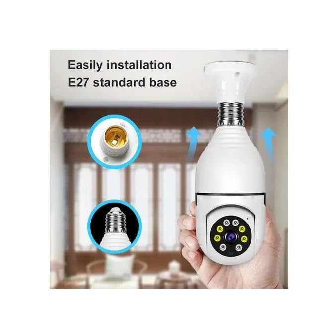 Wi-Fi CCTV Camera 3MP Wireless PTZ Bulb Shape V380 Pro | Indoor 360° Smart Home Security Camera Light Vision 24x7 Continuous...