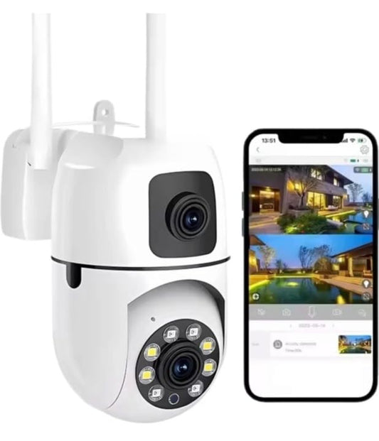 Dual Lens HD 4MP+4MP 1080P 360° Pan & Tilt Smart WiFi Home Security Camera | Color Night Vision | Motion Detection | Two-Way Audio