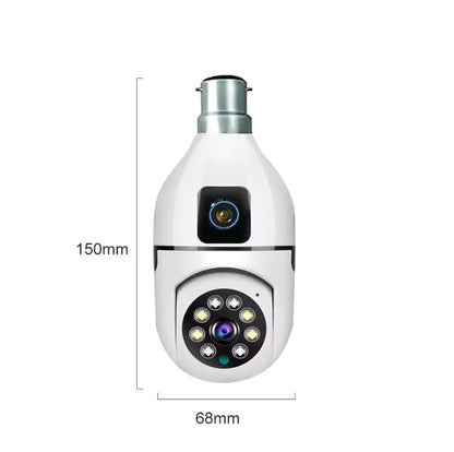 2-in-1 Dual Lens 3MP Smart Bulb WiFi Security Camera | Dual Screen View | Bullet + PTZ | Color Light Vision | Two-Way Talk | AI Human Detection | 128GB Support