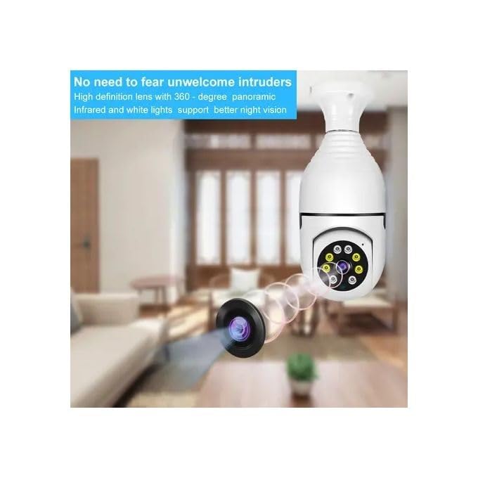 Wi-Fi CCTV Camera 3MP Wireless PTZ Bulb Shape V380 Pro | Indoor 360° Smart Home Security Camera Light Vision 24x7 Continuous...