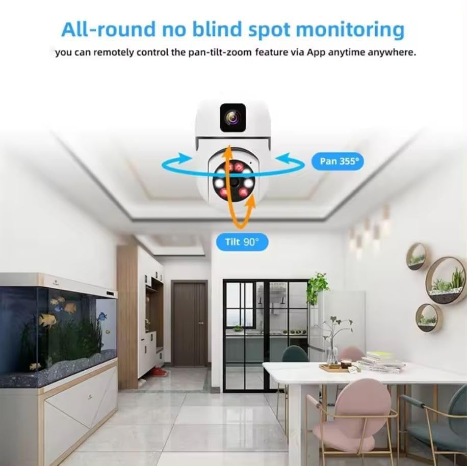 2-in-1 Dual Lens 3MP Smart Bulb WiFi Security Camera | Dual Screen View | Bullet + PTZ | Color Light Vision | Two-Way Talk | AI Human Detection | 128GB Support