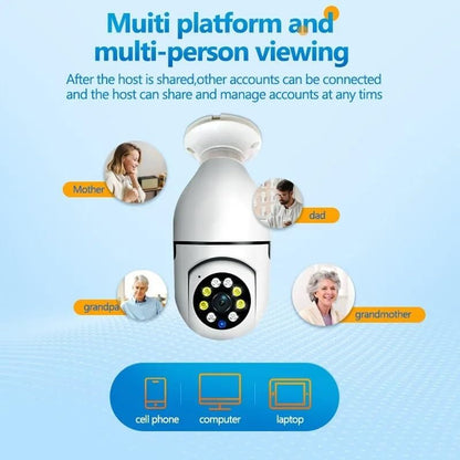Wi-Fi CCTV Camera 3MP Wireless PTZ Bulb Shape V380 Pro | Indoor 360° Smart Home Security Camera Light Vision 24x7 Continuous...