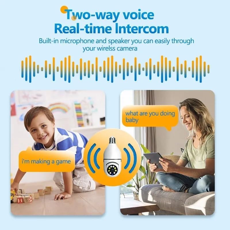 Wi-Fi CCTV Camera 3MP Wireless PTZ Bulb Shape V380 Pro | Indoor 360° Smart Home Security Camera Light Vision 24x7 Continuous...