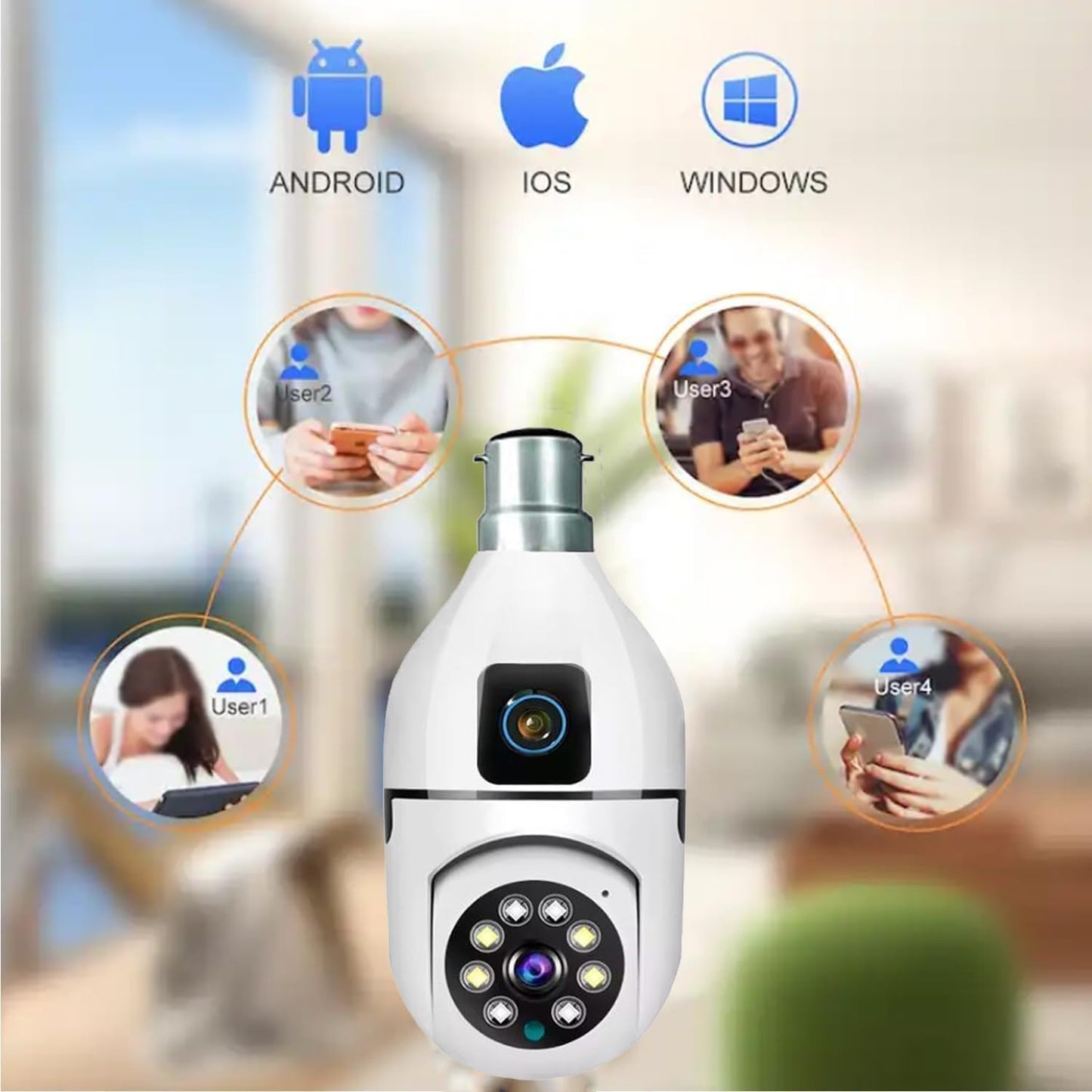2-in-1 Dual Lens 3MP Smart Bulb WiFi Security Camera | Dual Screen View | Bullet + PTZ | Color Light Vision | Two-Way Talk | AI Human Detection | 128GB Support