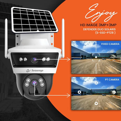 ecureye 4G/5G Dual Lens Solar CCTV Camera -Solaris| Wireless Outdoor Security Camera | 350° PTZ, 2-Way Talk, Motion Detection | SD Card & Cloud Storage | Waterproof Solar-Powered Surveillance
